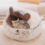 Winter New Long Plush Pet Cat Bed Round Cat Cushion Cat House Warm Cat Basket Cat Sleep Bag Cat Nest Kennel For Small Dog Cat