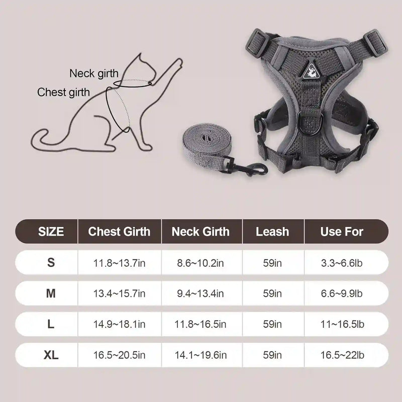 Summer Cat Chest Harness And Leash, Anti-Escape Adjustable Soft Mesh Cat Leash And Chest Harness Set For All Types Of Cats Cat Vests